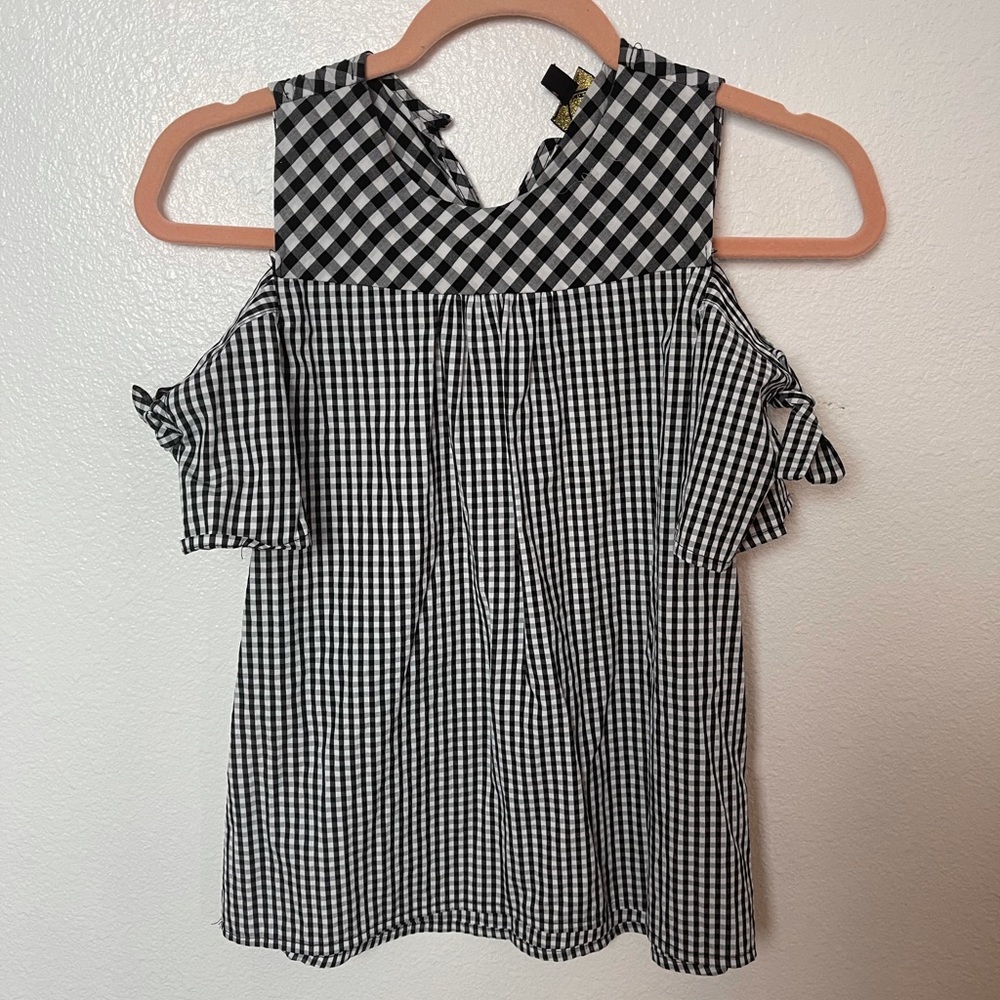 Hearts brand Black and white gingham cold shoulder blouse size 14